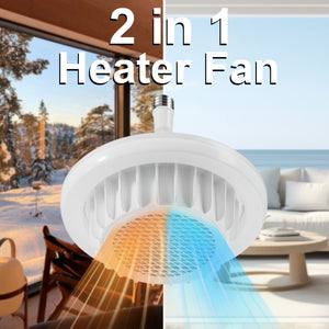 DGO 2-in-1 LED Heating Fan Lamp with Remote - Easy Install, PTC Ceramic Fast Heat for Bathroom & Home, E26/E27 Screw Base, DGO