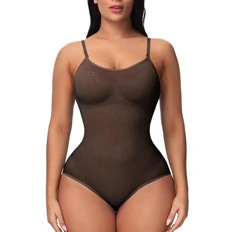  V Neck Spaghetti Strap Compression Body Suit