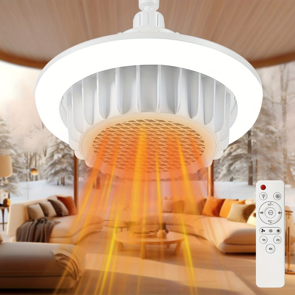 DGO 2-in-1 LED Heating Fan Lamp with Remote - Easy Install, PTC Ceramic Fast Heat for Bathroom & Home, E26/E27 Screw Base, DGO