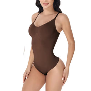  V Neck Spaghetti Strap Compression Body Suit