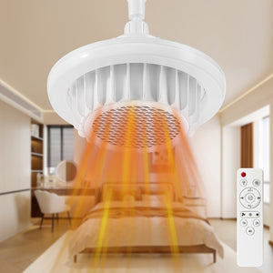 DGO 2-in-1 LED Heating Fan Lamp with Remote - Easy Install, PTC Ceramic Fast Heat for Bathroom & Home, E26/E27 Screw Base, DGO