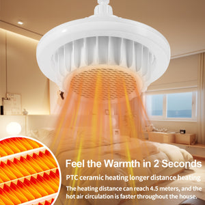 DGO 2-in-1 LED Heating Fan Lamp with Remote - Easy Install, PTC Ceramic Fast Heat for Bathroom & Home, E26/E27 Screw Base, DGO