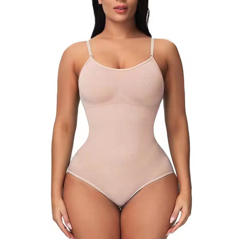  V Neck Spaghetti Strap Compression Body Suit